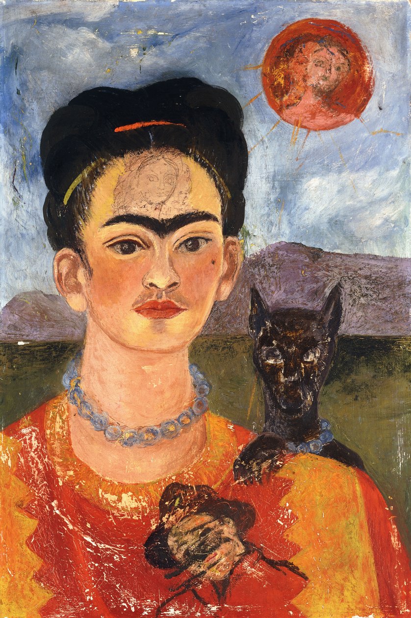 我胸前的迭戈自画像；Autoretrato con Diego en mi Pecho，约 1953-54 年（砖石油画） 作者 弗里达·卡罗