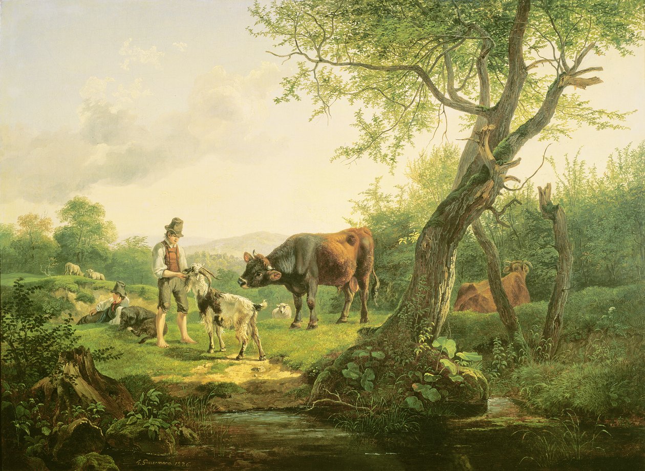 与牧羊人的风景，1826年 作者 弗里德里希·高曼