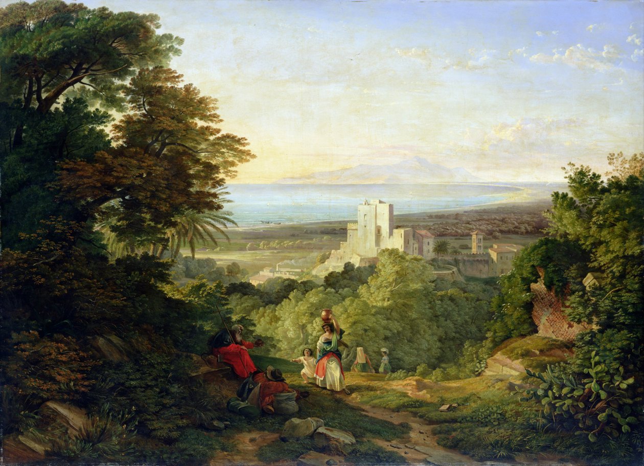 观点的Terracina和Monte Circeo，1833年 作者 弗雷德里克·纳利