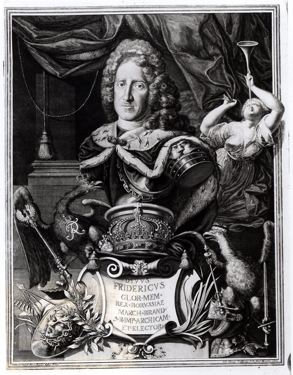 弗雷德里克·威廉一世（1688-1740），普鲁士国王的肖像，由Georg Andreas Wolfgang（1703-45）雕刻，1718年 作者 弗里德里希·威廉·魏德曼