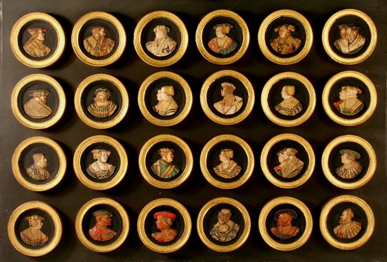 A collection of twenty-four draughtsmen as portrait medallions (coloured gesso duro applied to wood ground) 作者 弗里德里希·哈格瑙尔（后）