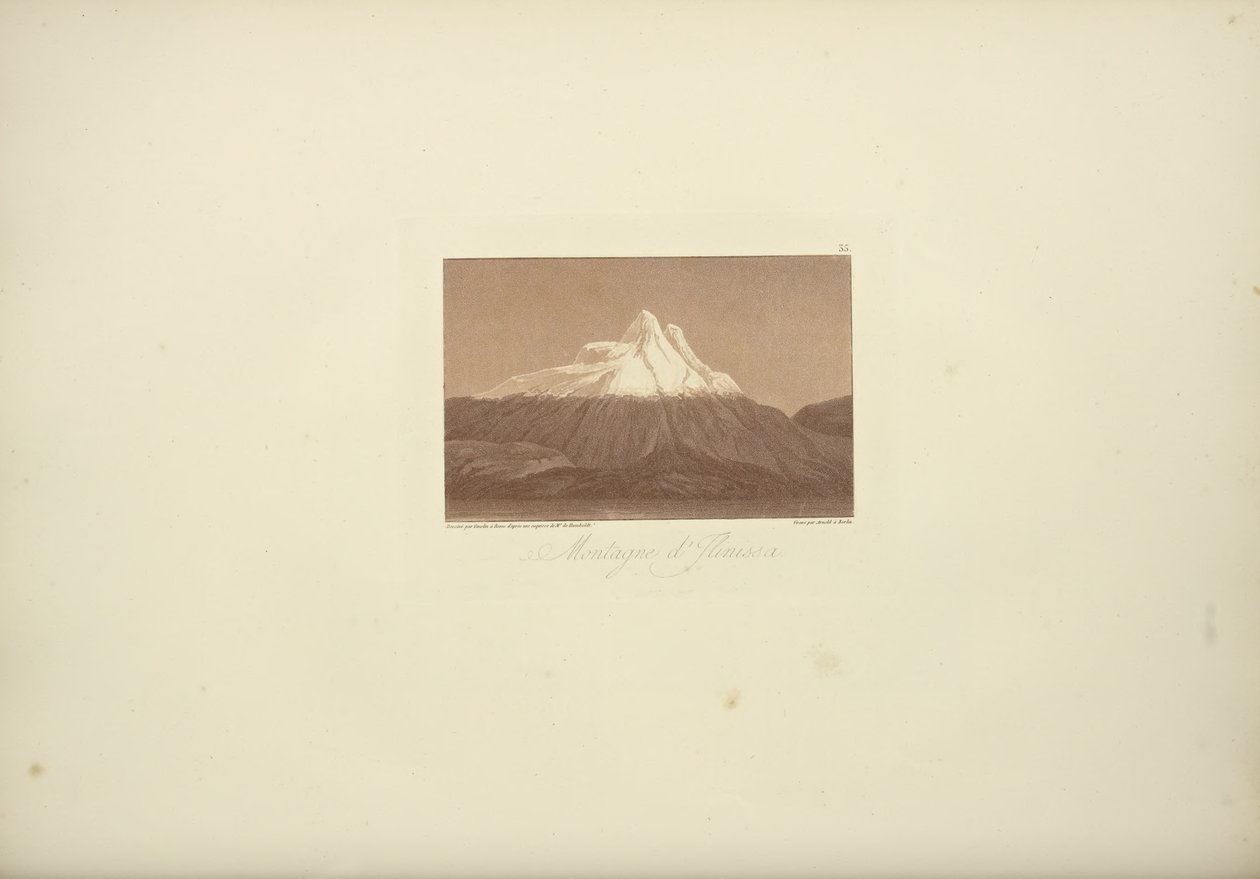 Jlinissa山，Gmelin绘制，Bu Arnold雕刻，插图来自Alexander von Humboldt和Aime Bonpland的《Vues des Cordillères et Monumens des Peuples Indigènes de l