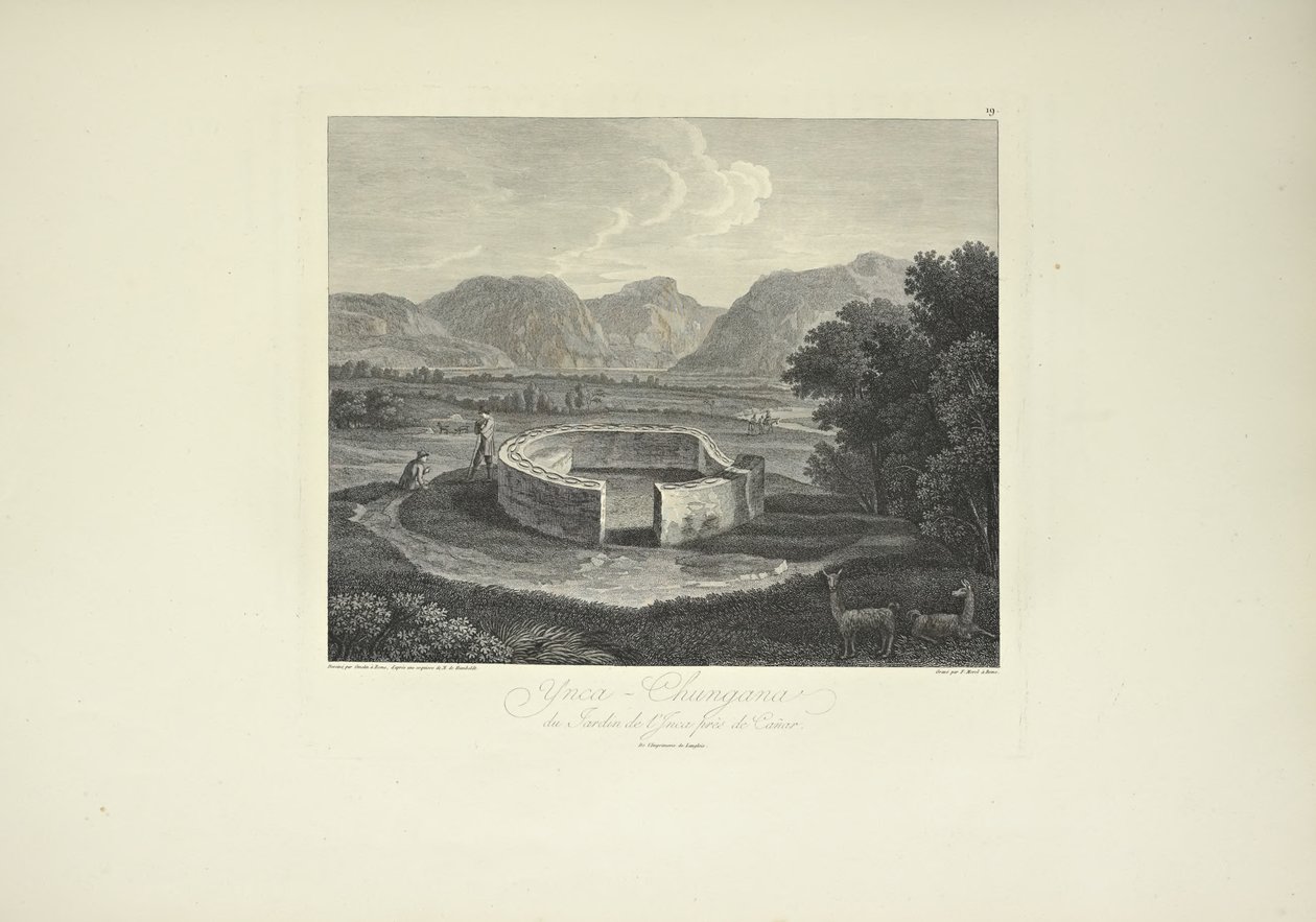 Ynca-Chungana，来自Canar附近的印加花园，由Gmelin绘制，Morel雕刻，插图来自Alexander von Humboldt和Aime Bonpland的《Vues des Cordillères et Monumens des Peuples Indigènes de l