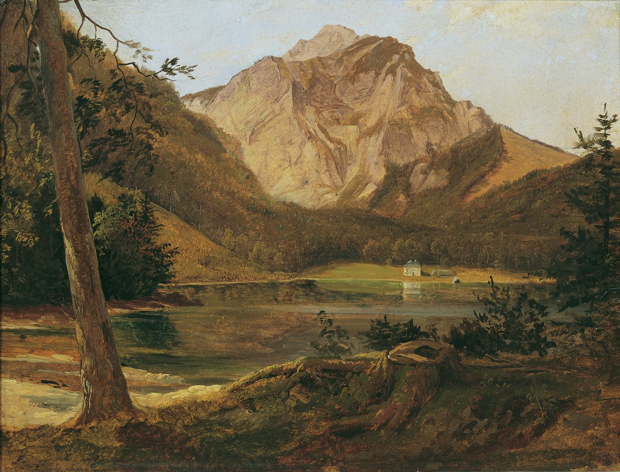 前朗巴特湖（Langbathsee）与霍伦格山脉（Höllengebirge mountains 作者 弗里德里希·奥古斯特·马蒂亚斯·高尔曼