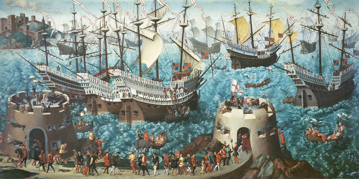 亨利八世（1491-1547）于1520年登上Henry Grace a Dieu，复制自文森特沃尔皮的一幅画 作者 弗里德里希·布特维克