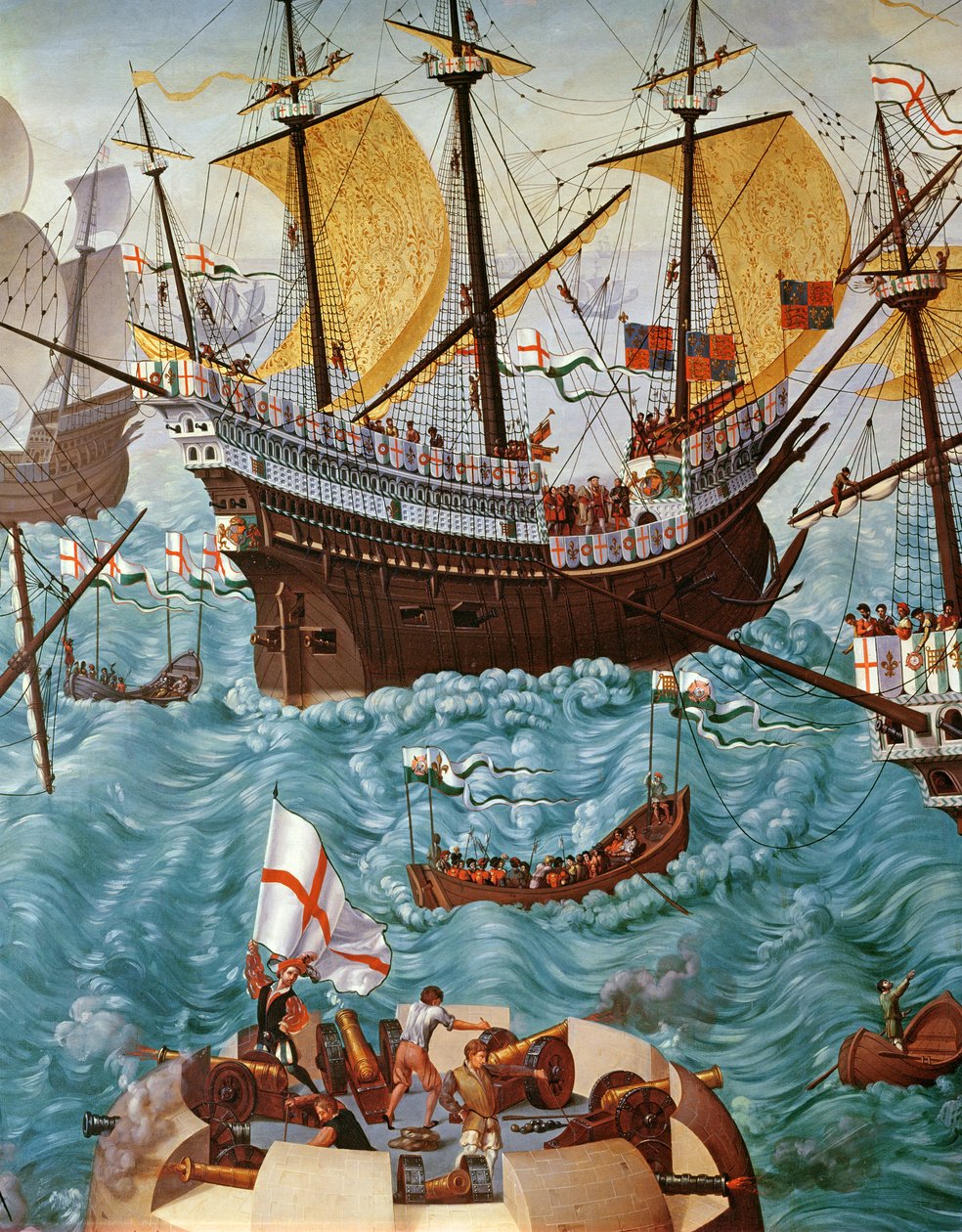 1520年亨利八世1491-1547登上Henry Grace a Dieu，复制自Vincent Volpi油画，画布细节148771 作者 弗里德里希·布特维克