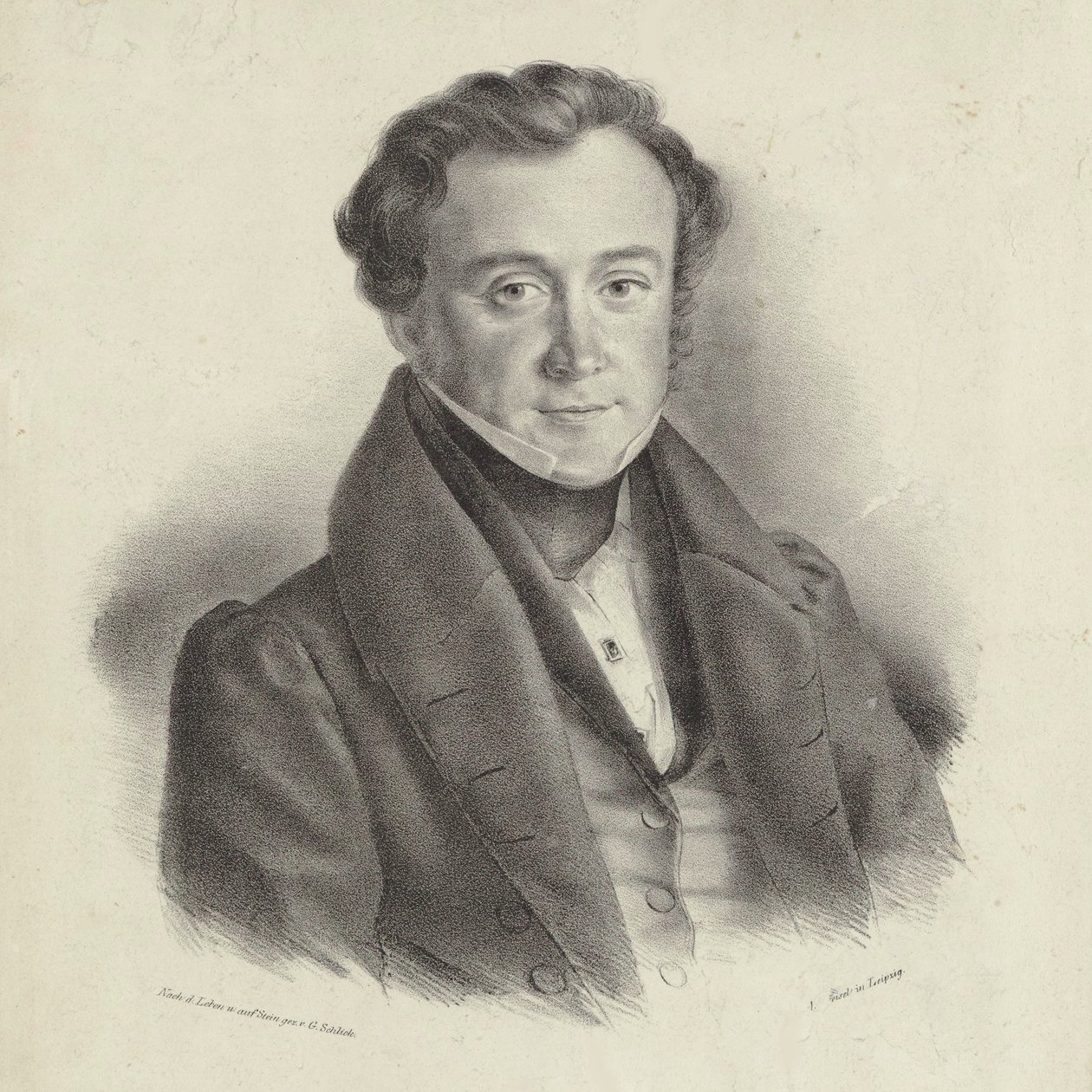 作曲家Johann Wenzel Kalliwoda 1801-1866的肖像。 作者 弗里德里希·古斯塔夫·施里克