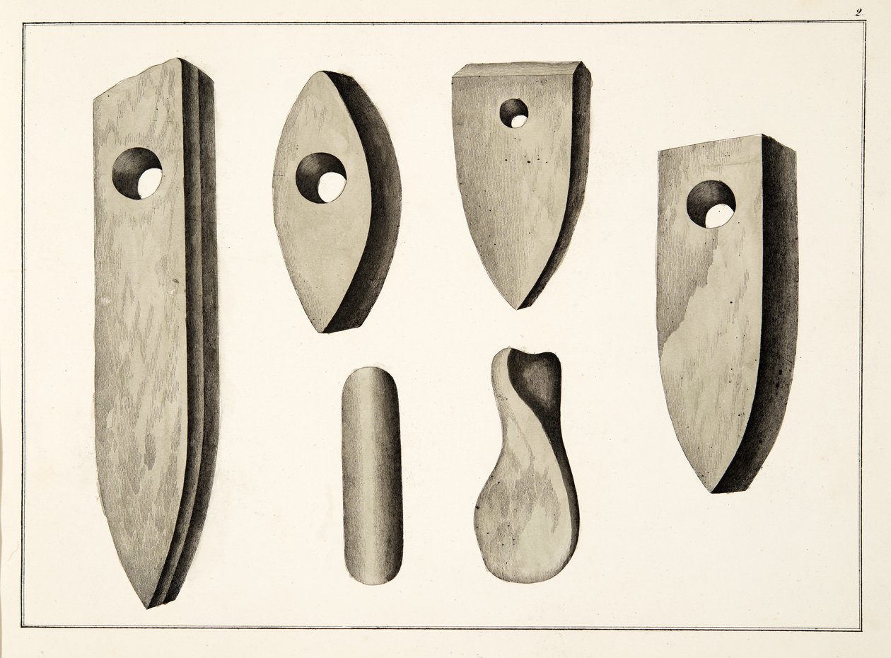 石头武器，来自“发展历史与侠义风俗”，由Franz Kottenkamp博士发表，由Carl Hoffmann出版，1842年 作者 弗里德里希·马丁·冯·赖比施