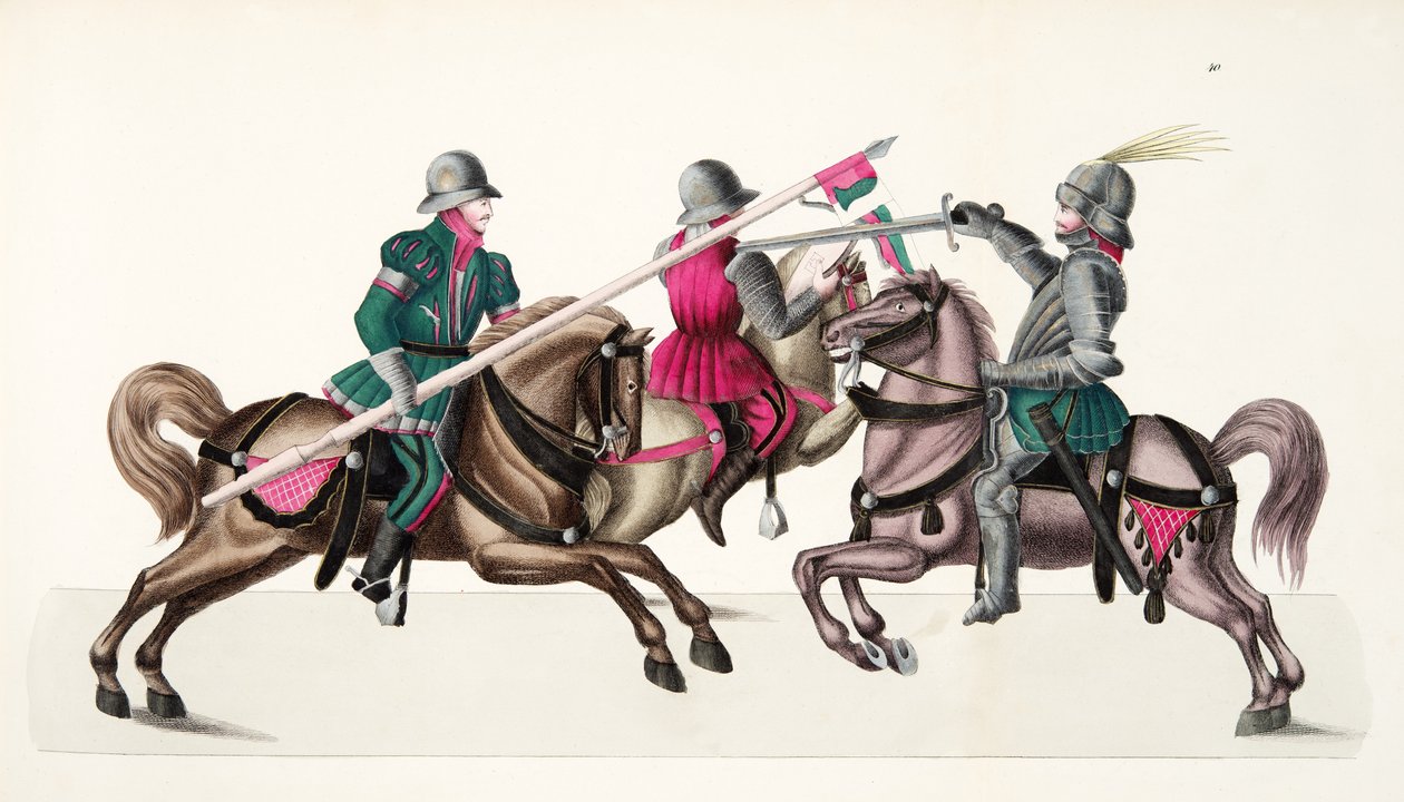 参加锦标赛的三位骑士，由Franz Kottenkamp博士撰写的“发展历史与侠义风俗”，由Carl Hoffmann出版，1842年 作者 弗里德里希·马丁·冯·赖比施