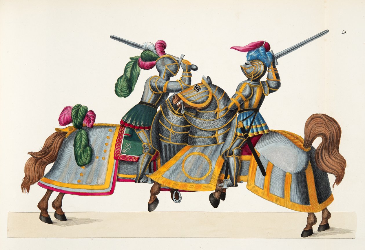两位骑士参加锦标赛，由Franz Kottenkamp博士撰写的“发展历史与侠义风俗”，由Carl Hoffmann出版，1842年 作者 弗里德里希·马丁·冯·赖比施