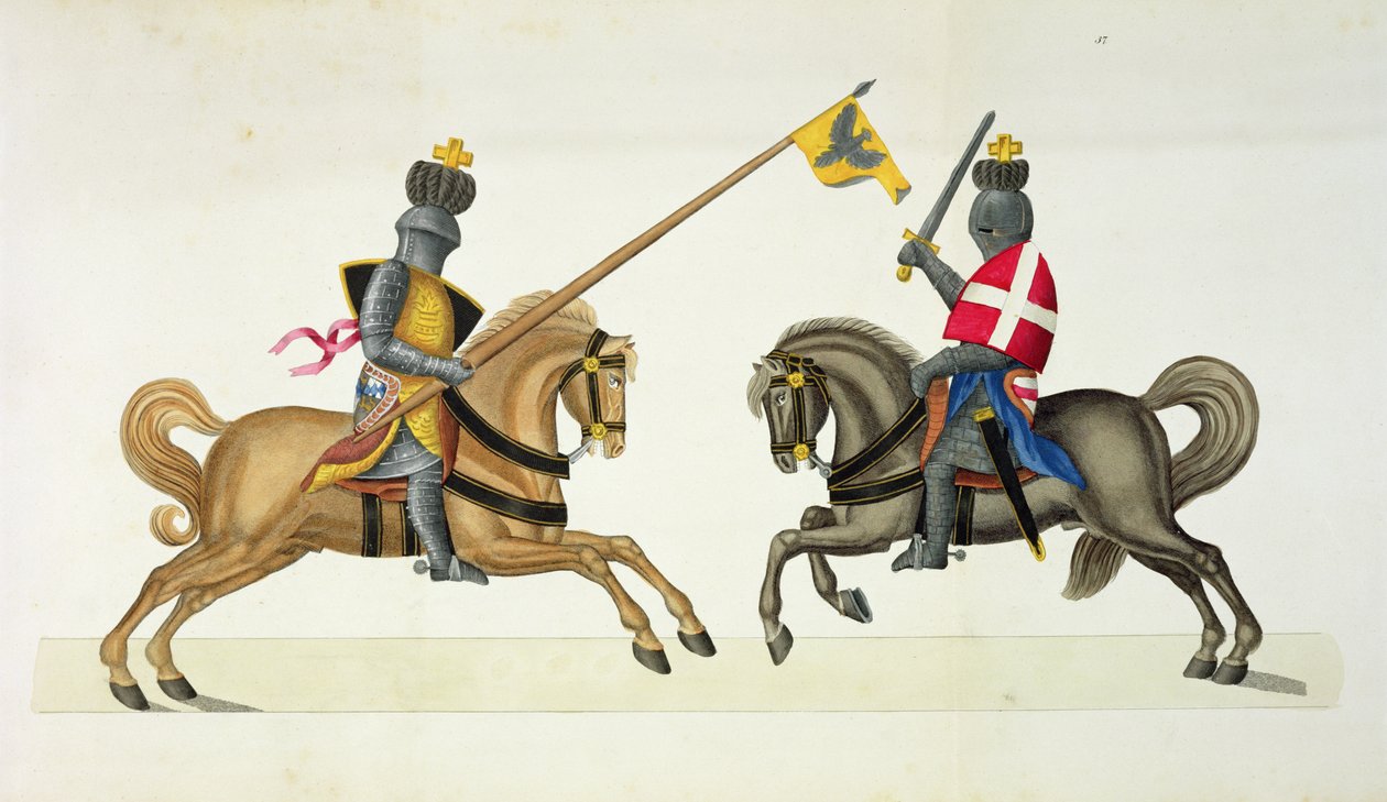两位骑士参加锦标赛，由Franz Kottenkamp博士撰写的“发展历史与侠义风俗”，由Carl Hoffmann出版，1842年 作者 弗里德里希·马丁·冯·赖比施