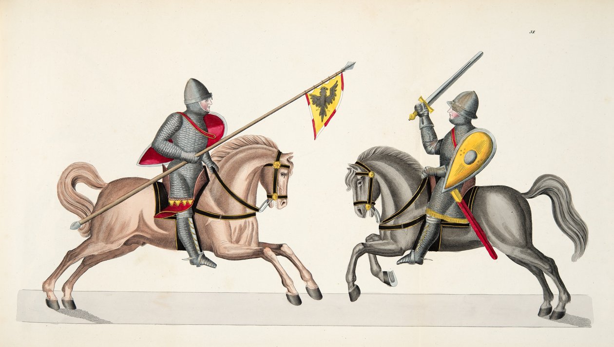 两位骑士参加锦标赛，由Franz Kottenkamp博士撰写的“发展历史与侠义风俗”，由Carl Hoffmann出版，1842年 作者 弗里德里希·马丁·冯·赖比施