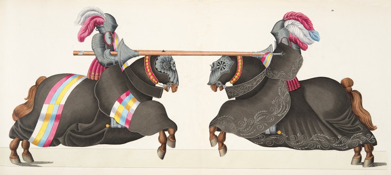 两位骑士参加锦标赛，由Franz Kottenkamp博士撰写的“发展历史与侠义风俗”，由Carl Hoffmann出版，1842年 作者 弗里德里希·马丁·冯·赖比施