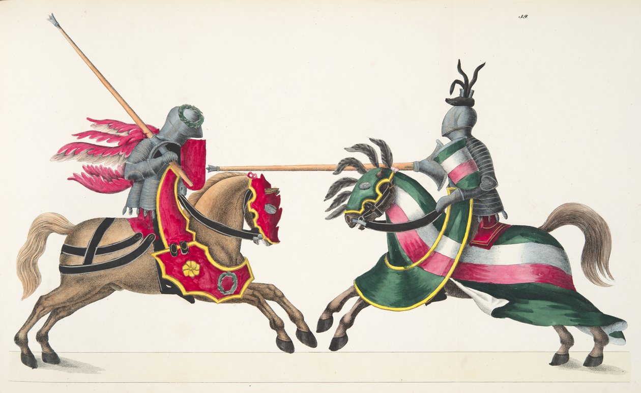 两位骑士参加锦标赛，由Franz Kottenkamp博士撰写的“发展历史与侠义风俗”，由Carl Hoffmann出版，1842年 作者 弗里德里希·马丁·冯·赖比施