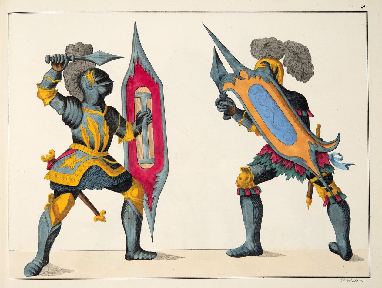 两位骑士的战斗，来自&39;发展与侠义风俗的历史&39;，由Franz Kottenkamp博士，由Carl Hoffmann出版，1842年 作者 弗里德里希·马丁·冯·赖比施