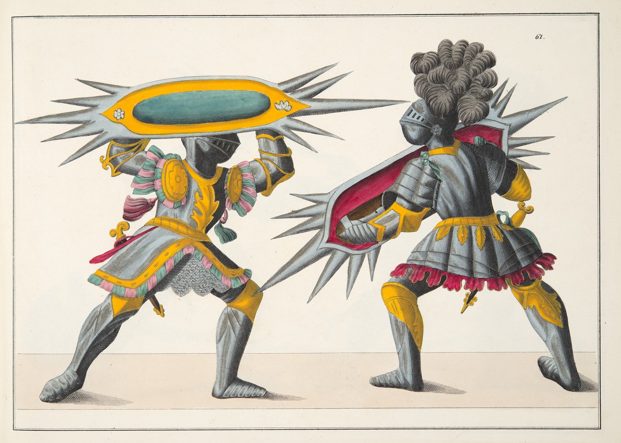 两位骑士的战斗，来自&39;发展与侠义风俗的历史&39;，由Franz Kottenkamp博士，由Carl Hoffmann出版，1842年 作者 弗里德里希·马丁·冯·赖比施
