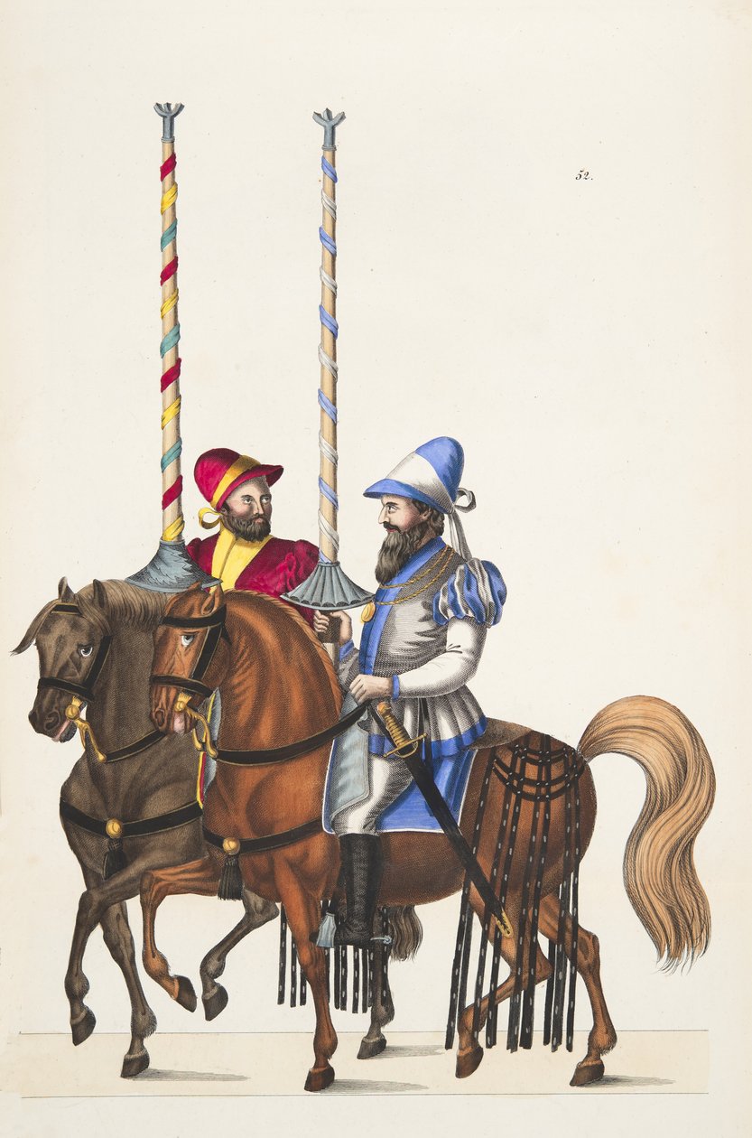 两位参加锦标赛的车手，由Franz Kottenkamp博士撰写的“发展历史与侠义风俗”，由Carl Hoffmann出版，1842年 作者 弗里德里希·马丁·冯·赖比施