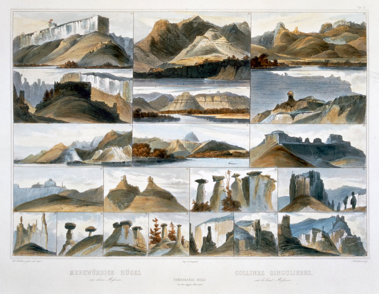 上密苏里州的显著山丘》，1844年 作者 弗里德里希·萨拉特（FriedrichSalathé）