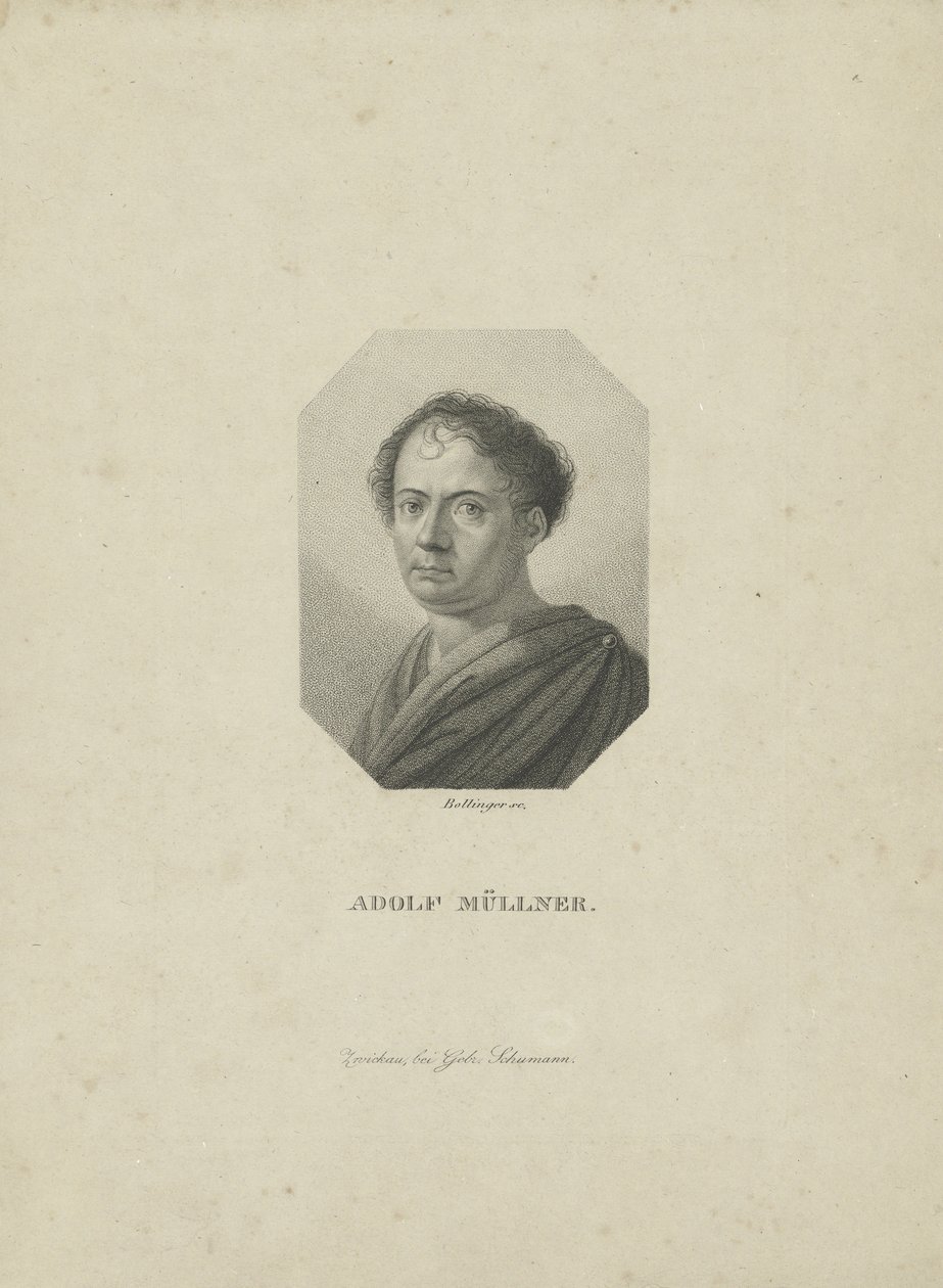 阿曼德斯·戈特弗里德·阿道夫·穆尔纳（AdolfMüllner）1774-1829，约1820年。 作者 弗里德里希·威廉·博林格