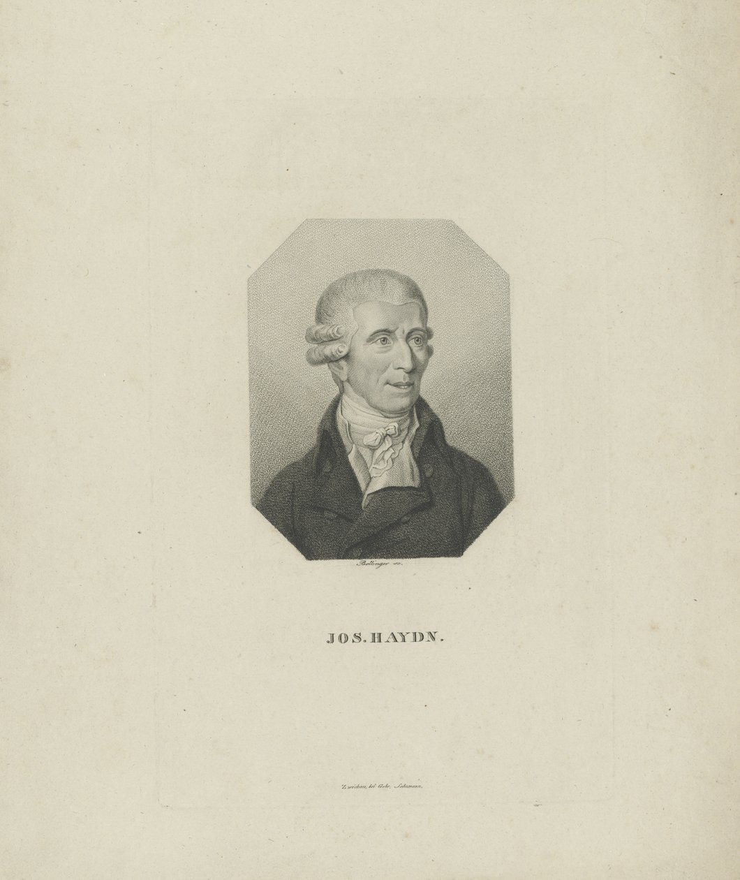 作曲家约瑟夫·海顿（Joseph Haydn）的肖像1732-1809，1818年。 作者 弗里德里希·威廉·博林格