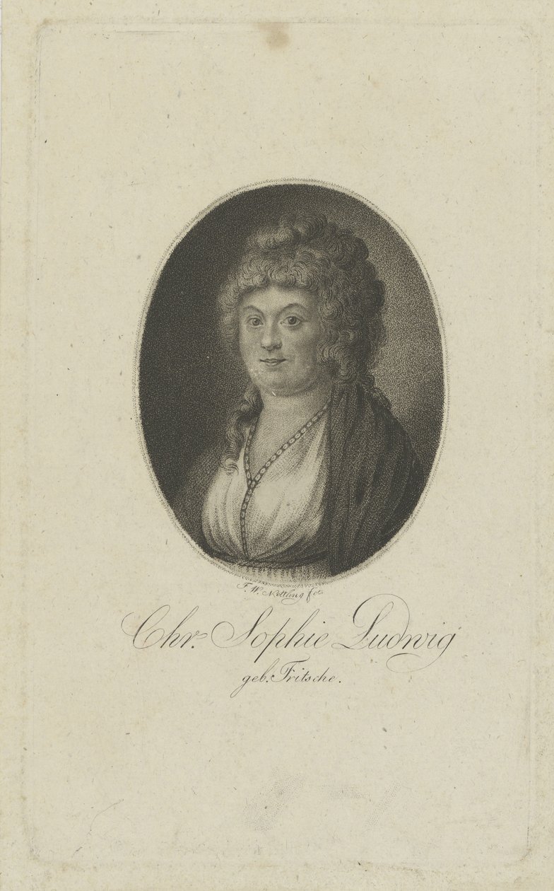作者克里斯蒂安妮·索菲·路德维希的画像，弗内斯（NéeFritsche）1764-1815，c。 1810。 作者 弗里德里希·威廉·Nettling