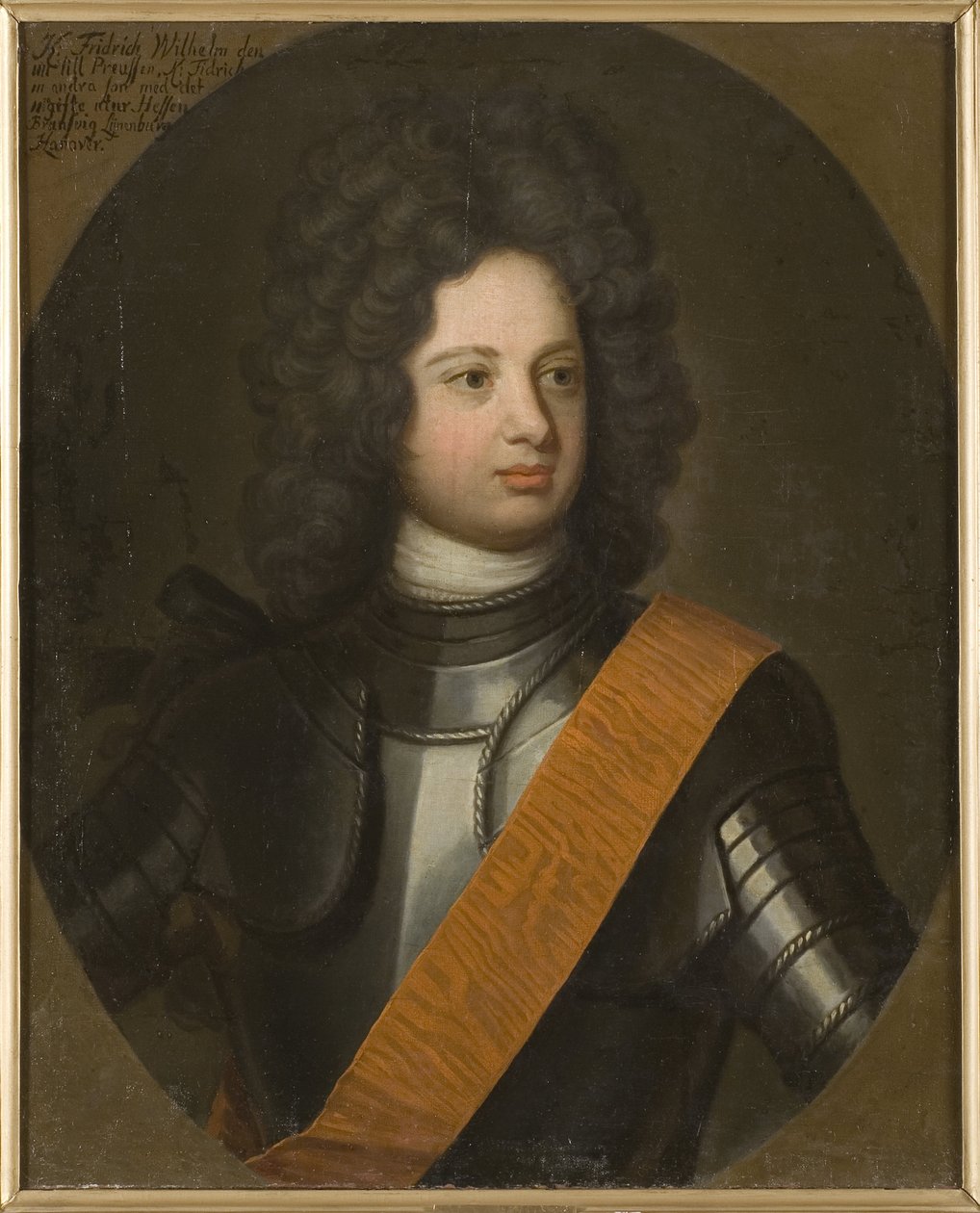 Frederic Guillaume I de Prusse, dit le roi sergent - 普鲁士国王腓特烈·威廉一世 (1688-1740) 的肖像，由魏德曼、弗里德里希·威廉 (1668-1750) 创作。 布面油画，十八世纪早期。尺寸：88.5x73.5 厘米。 斯德哥尔摩国家博物馆 作者 弗里德里希·威廉·魏德曼