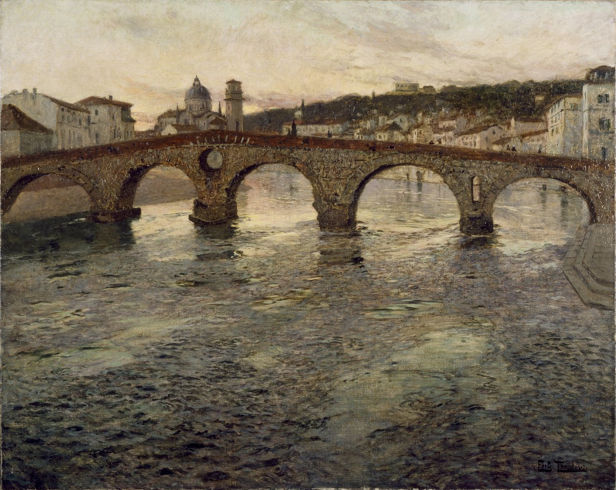 维罗纳的阿迪杰河，1899年 作者 约翰·弗雷德里克·陶洛