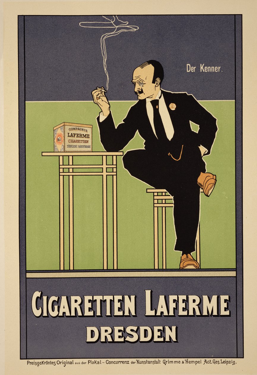 德累斯顿 "Laferme "香烟广告海报复制品 作者 弗里茨·雷姆