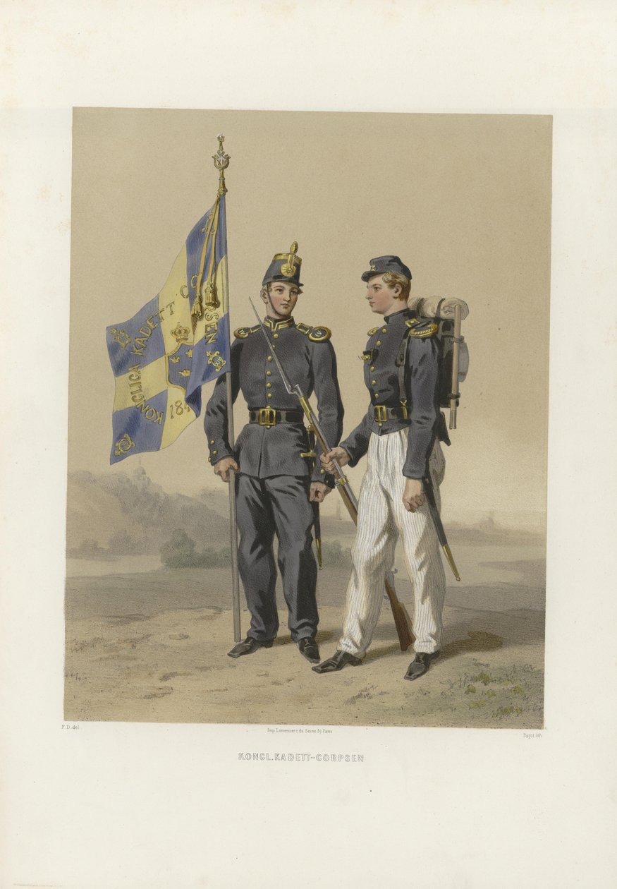 插图摘自《Svenska och norska arméerna, samt flottorna i deras nuvarande uniformering》一书，作者为Dardel, Fritz von og utgitt av Bonnier（Se, 1863）。 作者 弗里茨·冯·达德尔