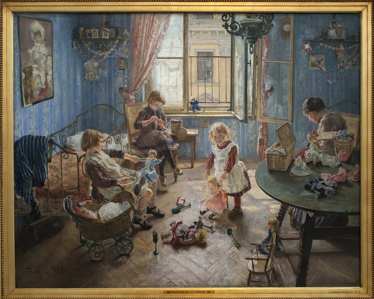 Kindergarten. Painting by Fritz von Uhde (1848-1911), oil on canvas 作者 弗里茨·冯·乌德