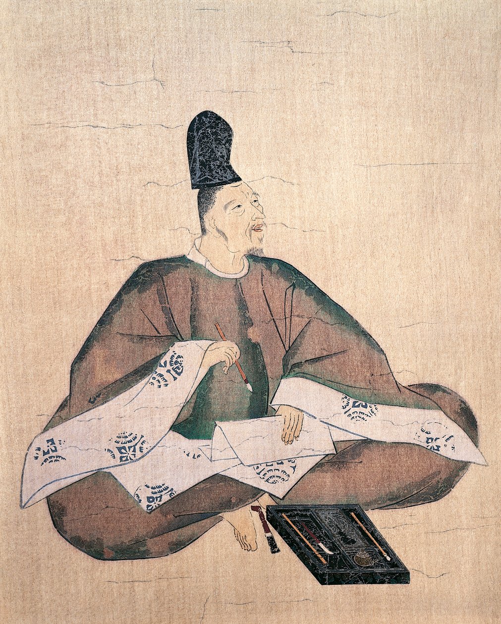 诗人山边明仁的肖像，据说是藤原信真（1176或约1177-1265）所作，日本，日本文明 作者 藤原信真