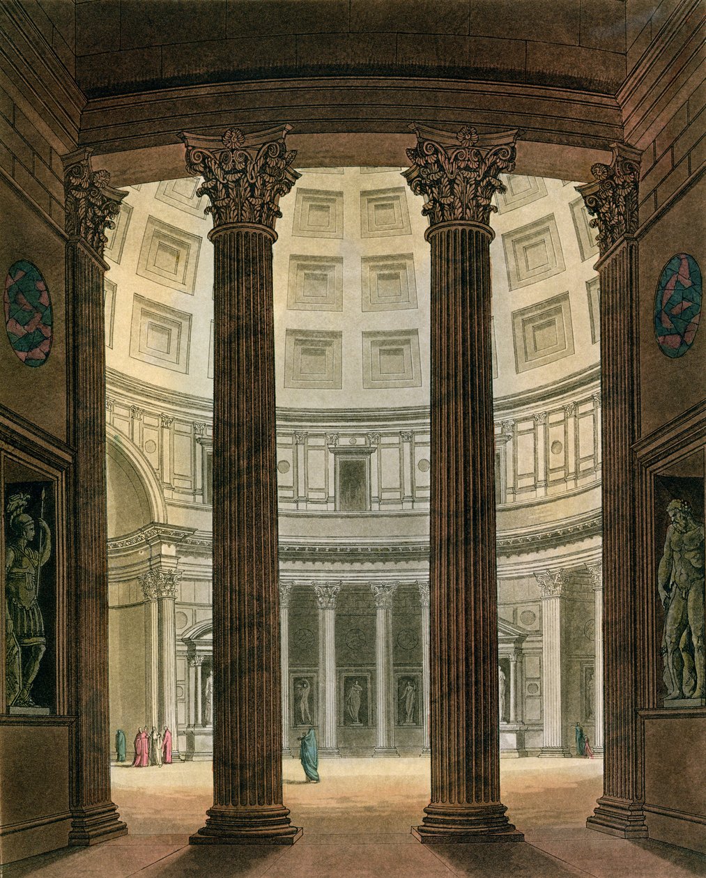 内部的万神殿，罗马，来自Jules Ferrario的Le Costume Ancien et Moderne，由G. Castellini雕刻，出版于1820年代至30年代 作者 富马加利