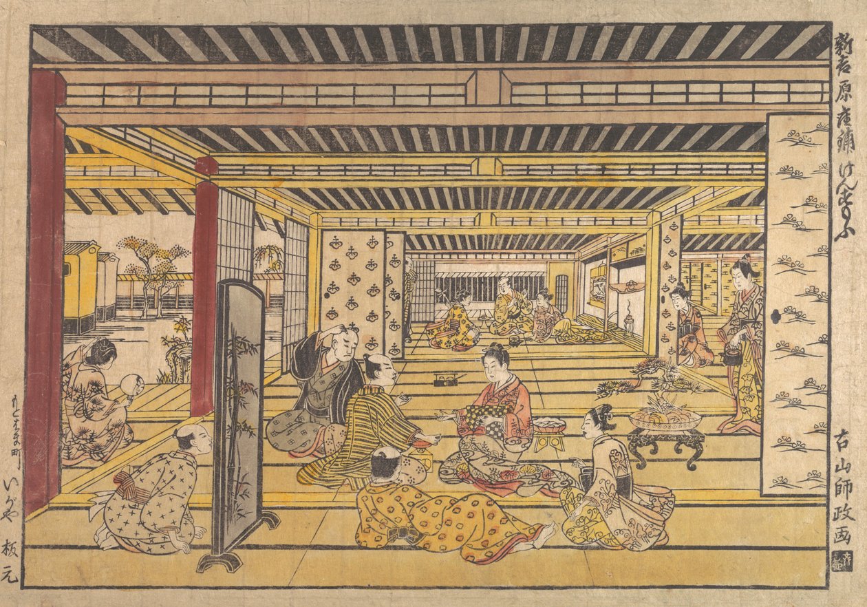 新吉原的手相扑游戏，约1740年。 作者 古山经政
