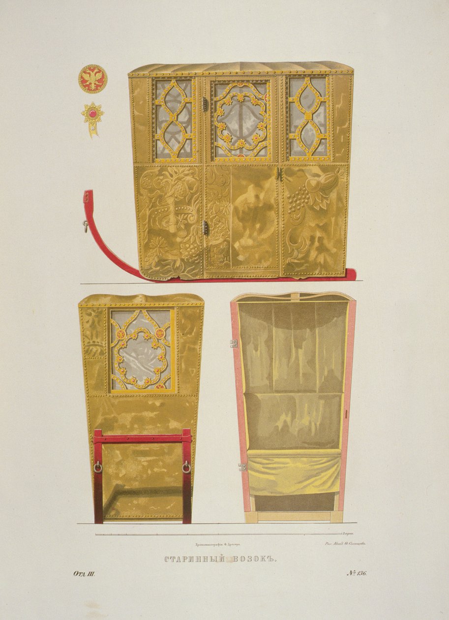 1856年，来自“俄罗斯国家古物”的雪橇板 作者 费奥多尔·格里戈里耶维奇·索尔特采夫