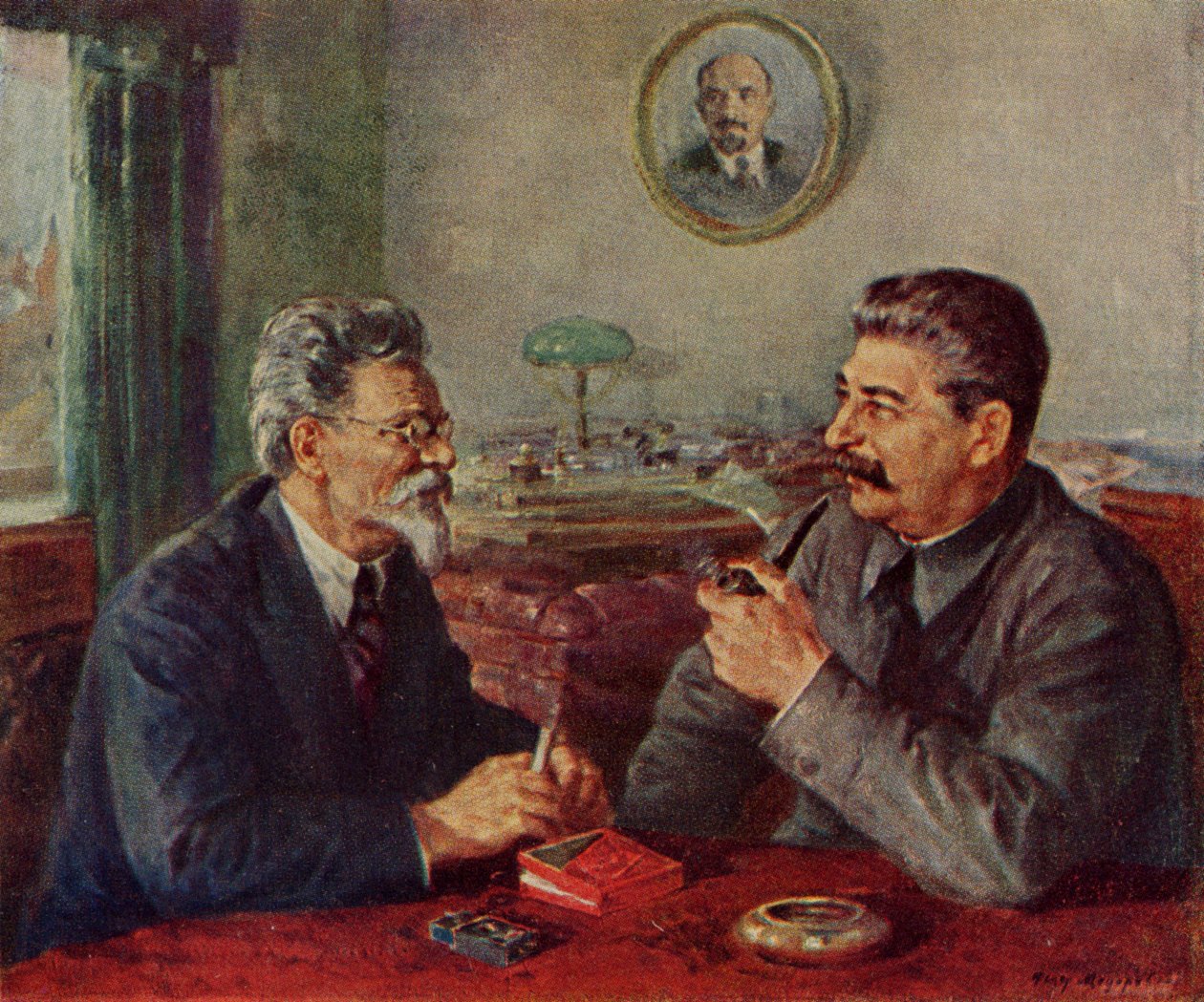 约瑟夫-斯大林（1879-1953）和米哈伊尔-伊万诺维奇-加里宁（1875-1946） 作者 费奥多（Fyodor Alexandrovich Modorov）