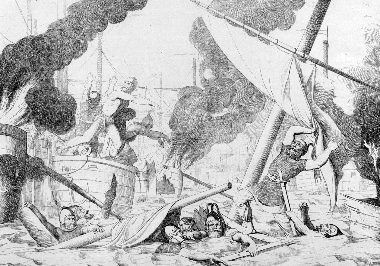 1839年之前在君士坦丁堡围困期间的希腊大火 作者 费奥多尔·安东诺维奇·布鲁尼