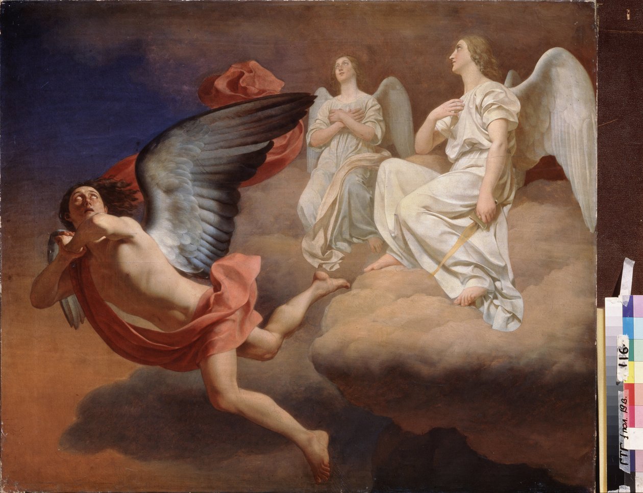 阿巴顿和天使。 弗里德里希·戈特利布·克洛普斯托克（Friedrich Gottlieb Klopstock，1724-1803 年）的史诗史诗《救世主》。 费多尔·塞米奥诺维奇·扎维亚洛夫 (Fedor Zavialov) 的绘画 (1810-1856)，huile sur toile，前卫 1844 年。俄罗斯艺术 作者 费奥多尔·塞米奥诺维奇·扎维亚洛夫