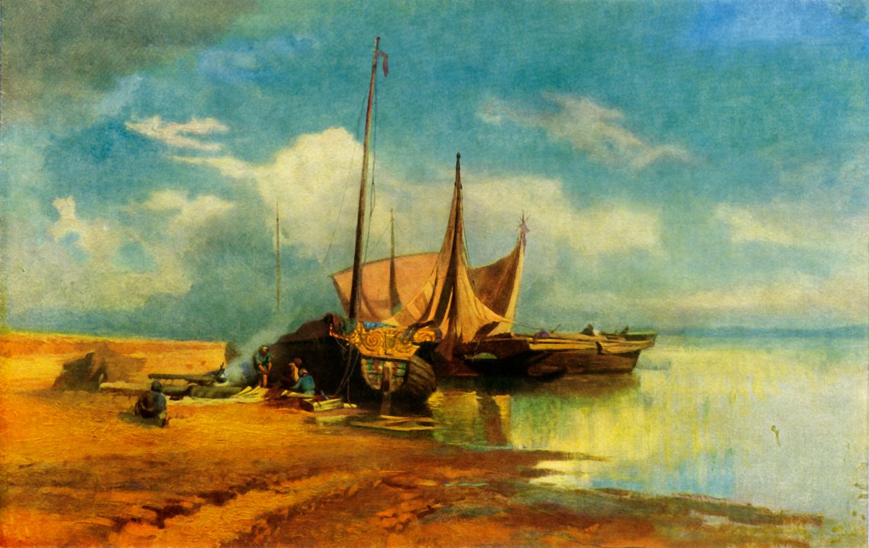 伏尔加河风景》，1870年，1965年。 作者 费奥多尔·瓦西里耶夫