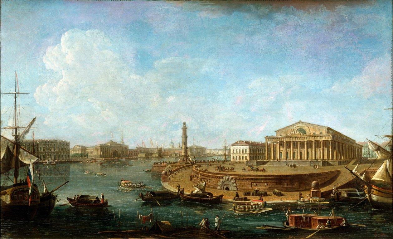 从彼得和保罗要塞看到的证券交易所和海军部》，圣彼得堡，1810年。   作者 费奥多尔·雅科夫列维奇·阿列克谢耶夫