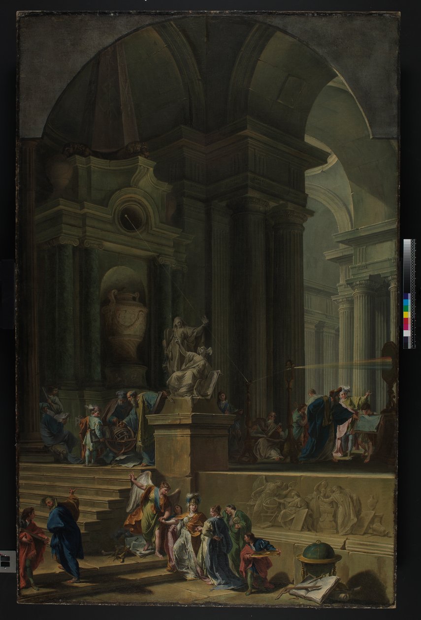 艾萨克·牛顿爵士（1642-1727）c.1727-29的寓言纪念碑 作者 GB和Valeriani D.和G. Pittoni