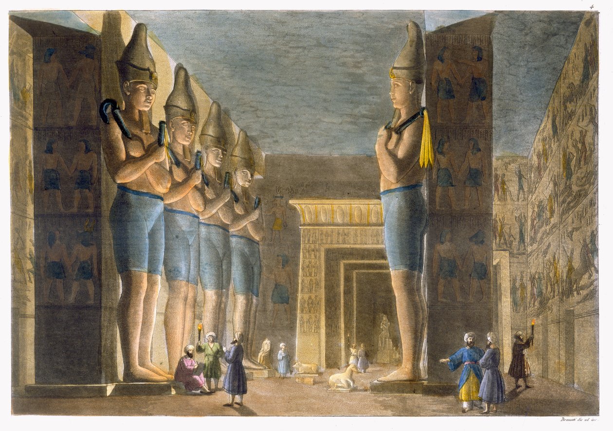 拉美西斯二世神庙（公元前1279  -  13年），埃及阿布辛贝，由Jules Ferrario创作的&39;Le Costume Ancien et Moderne&39;的第4版，出版于1820年代至30年代 作者 布拉马蒂
