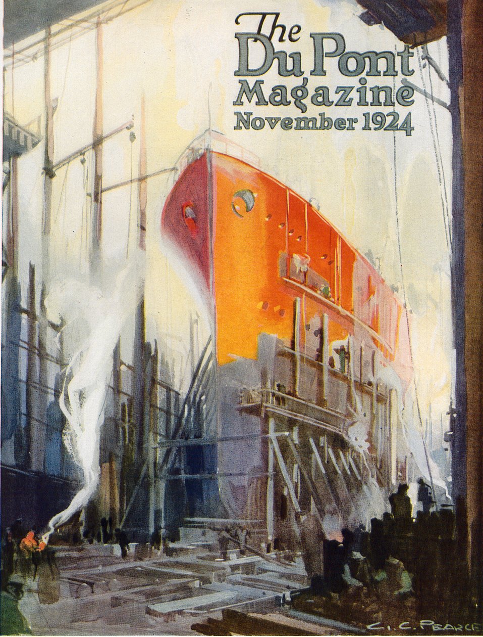 船舶建造，&39;杜邦杂志&39;的封面，1924年11月 作者 GC皮尔斯