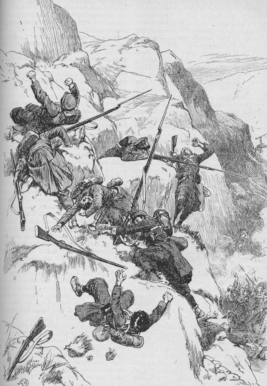 溃败的西班牙人爬上了崎岖的山坡 1902年 作者 国标