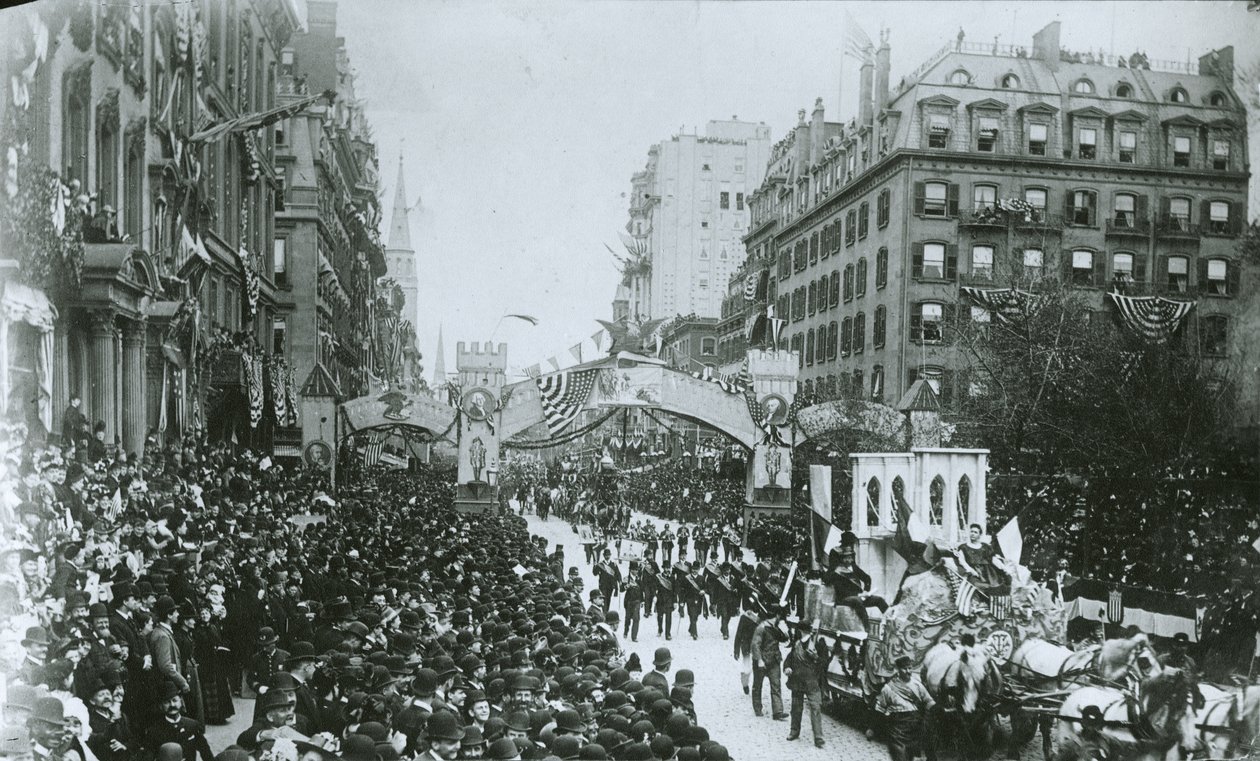 1889年4月30日纽约市乔治华盛顿（1732-99）就职典礼的百年庆典 作者 GP堂和儿子