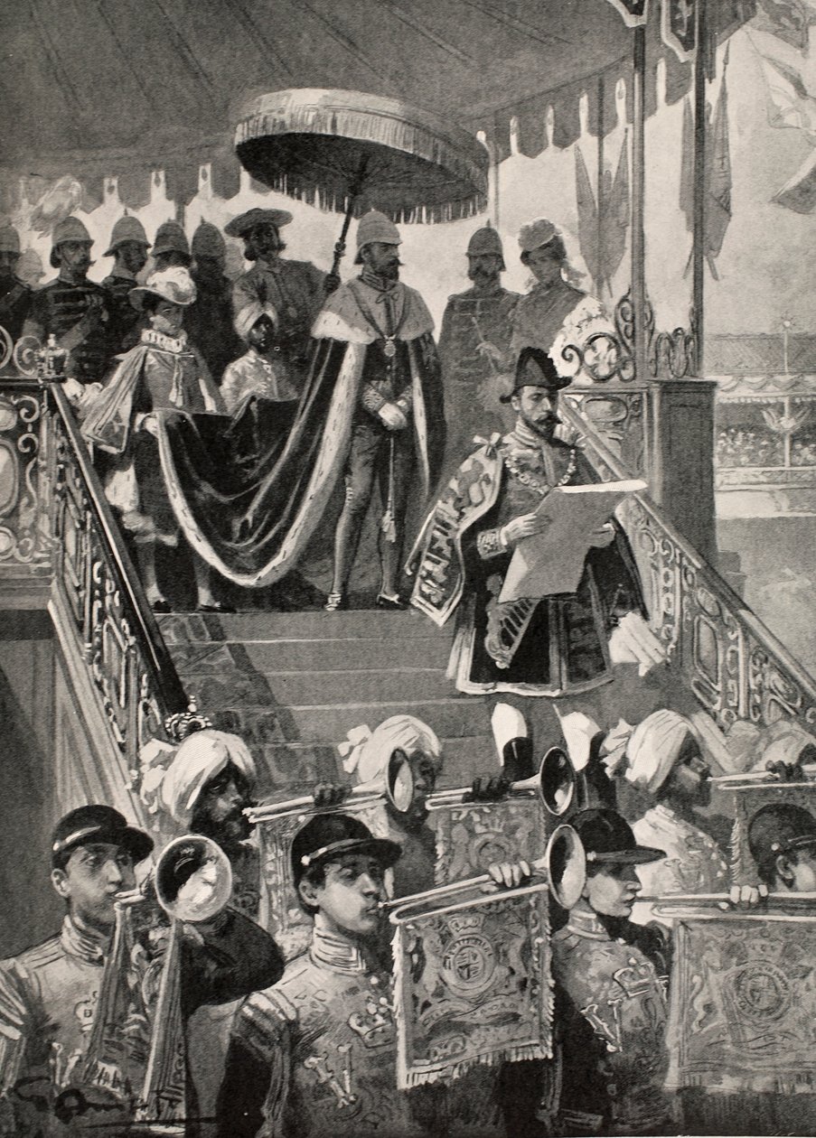 1877年新年，德里的英国皇室印第安帝国称号的第一次宣言，来自“伦敦新闻画报”，1902年 作者 GS阿马托