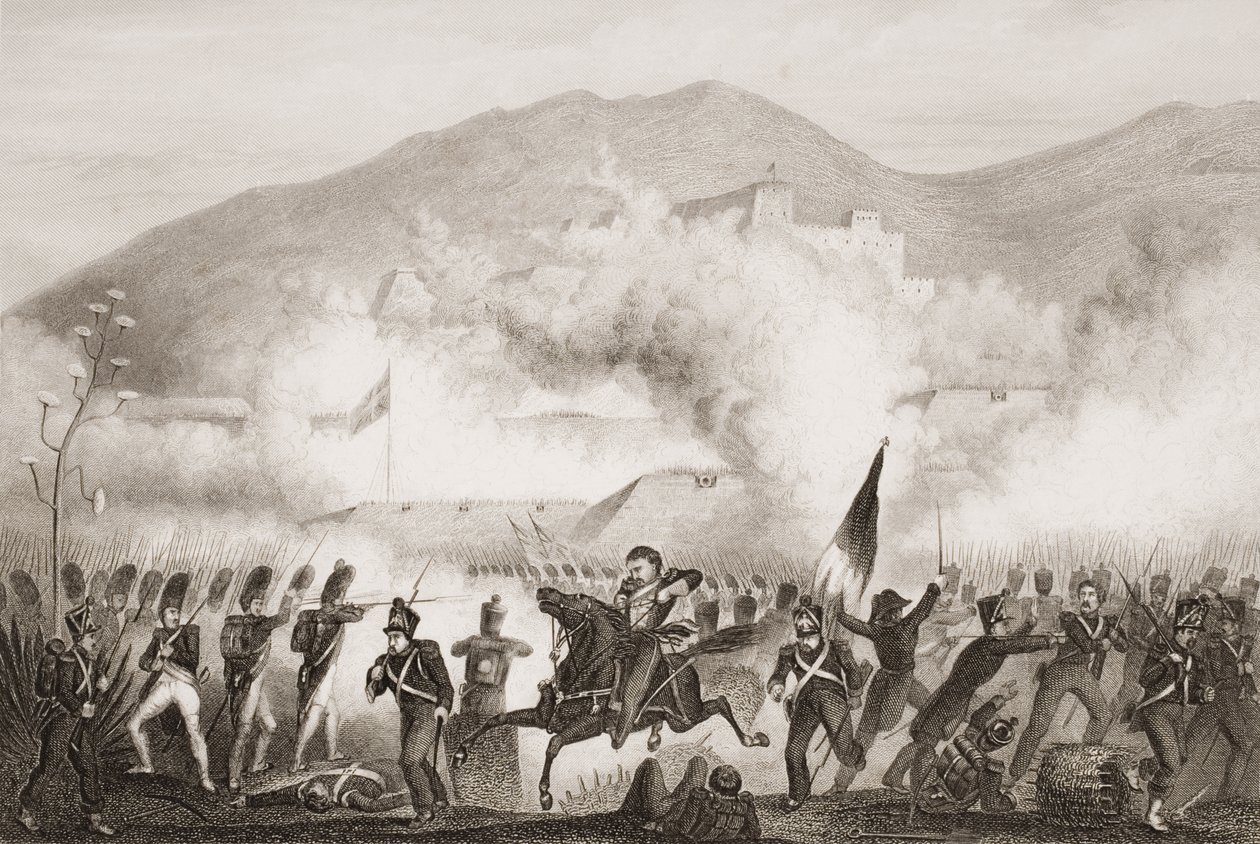 托雷斯韦德拉斯，1810年，来自Lieut的“英格兰海上和陆地战役”的插图。威廉姆斯上校 作者 GW特里