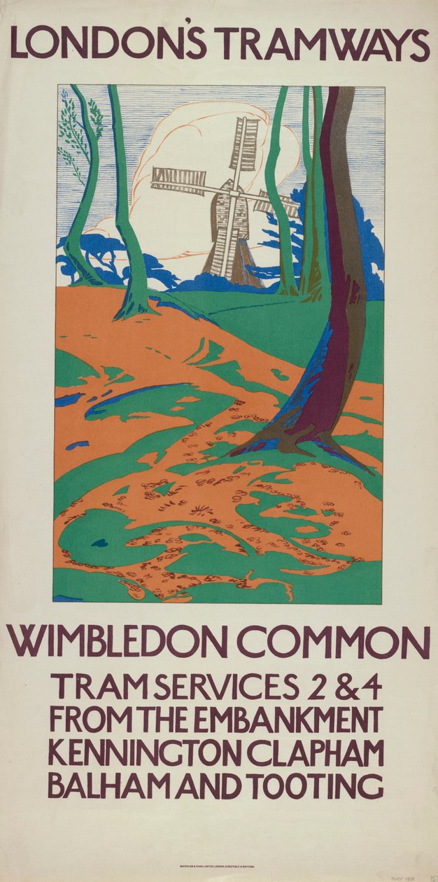 Wimbledon Common"，伦敦郡议会LCC电车公司的海报，1923年 作者 GW威德默