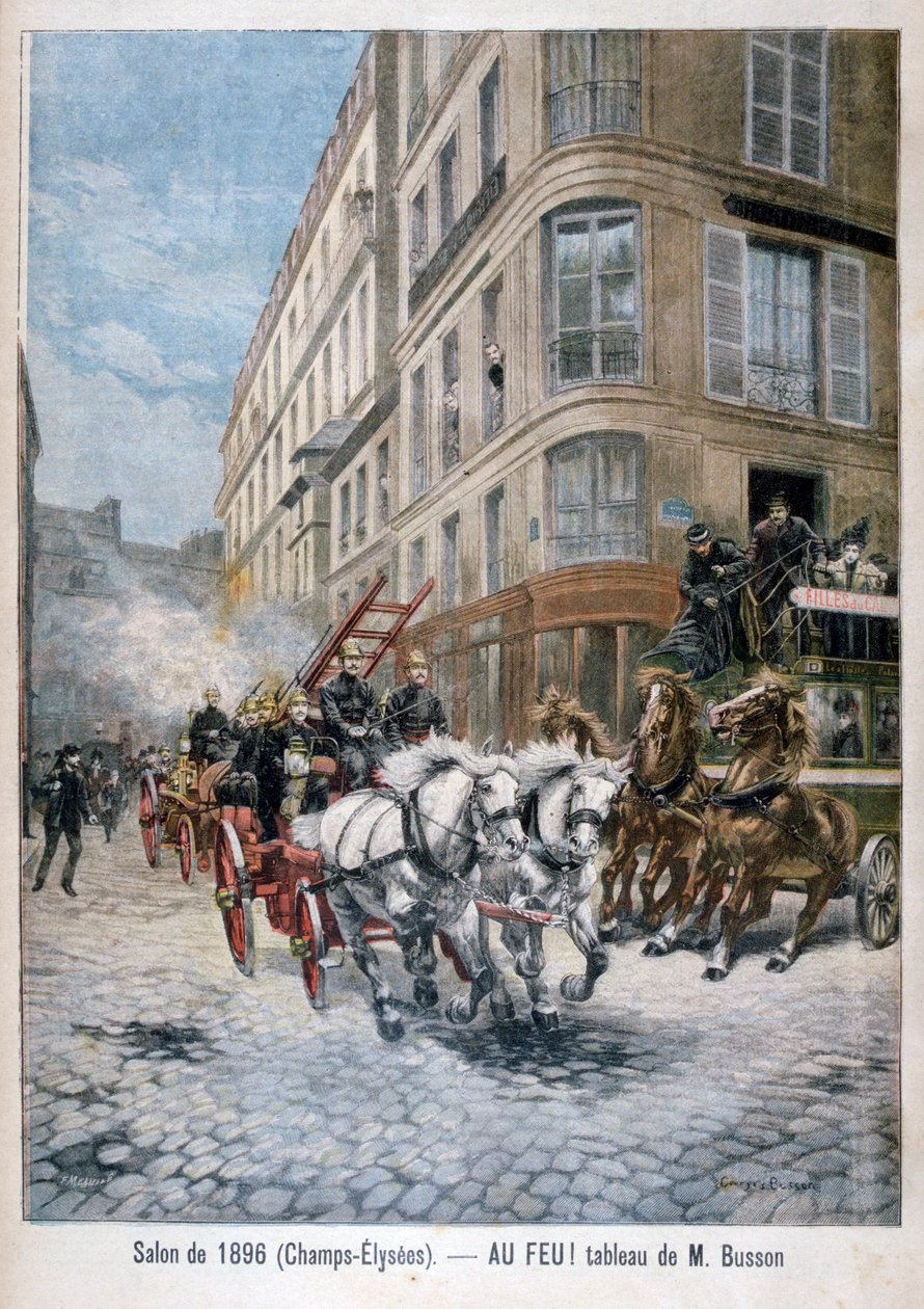 1896年，巴黎，发生火灾的消防车 作者 G·布森