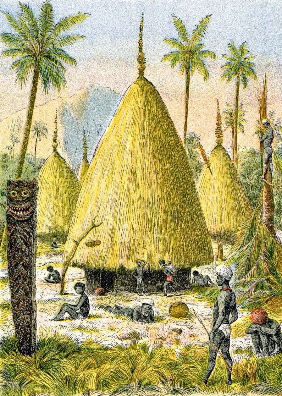 新喀里多尼亚卡纳克村，约 1900-1910 年（插图） 作者 G.达舍尔