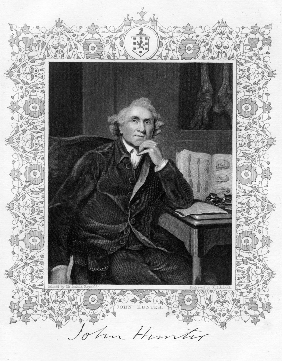 约翰·亨特（John Hunter）1728-1793年，苏格兰外科医生，十九世纪。 作者 GH阿德科克